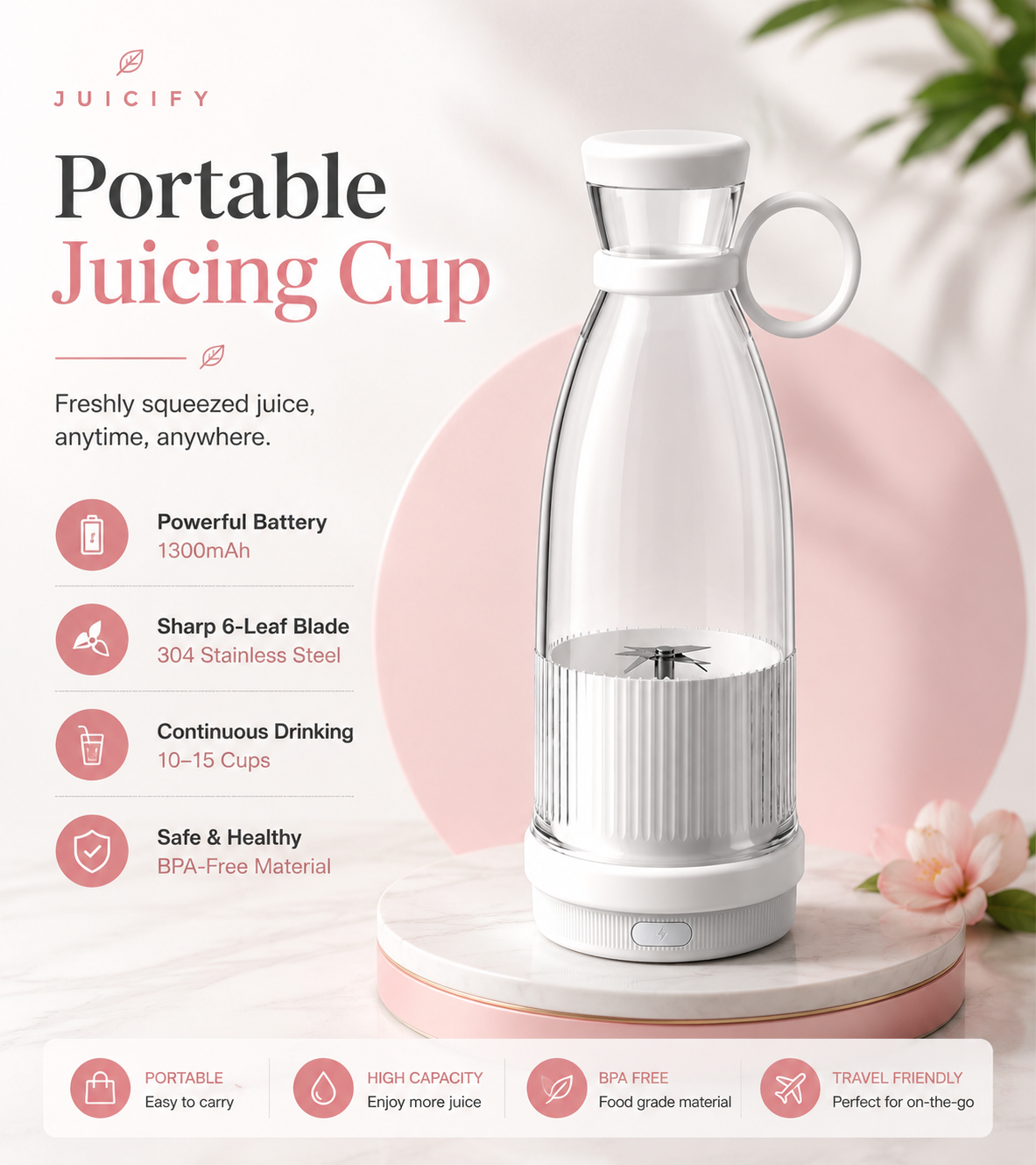 Juicify™ Portable Blender – Rechargeable Fruit Juicer Cup