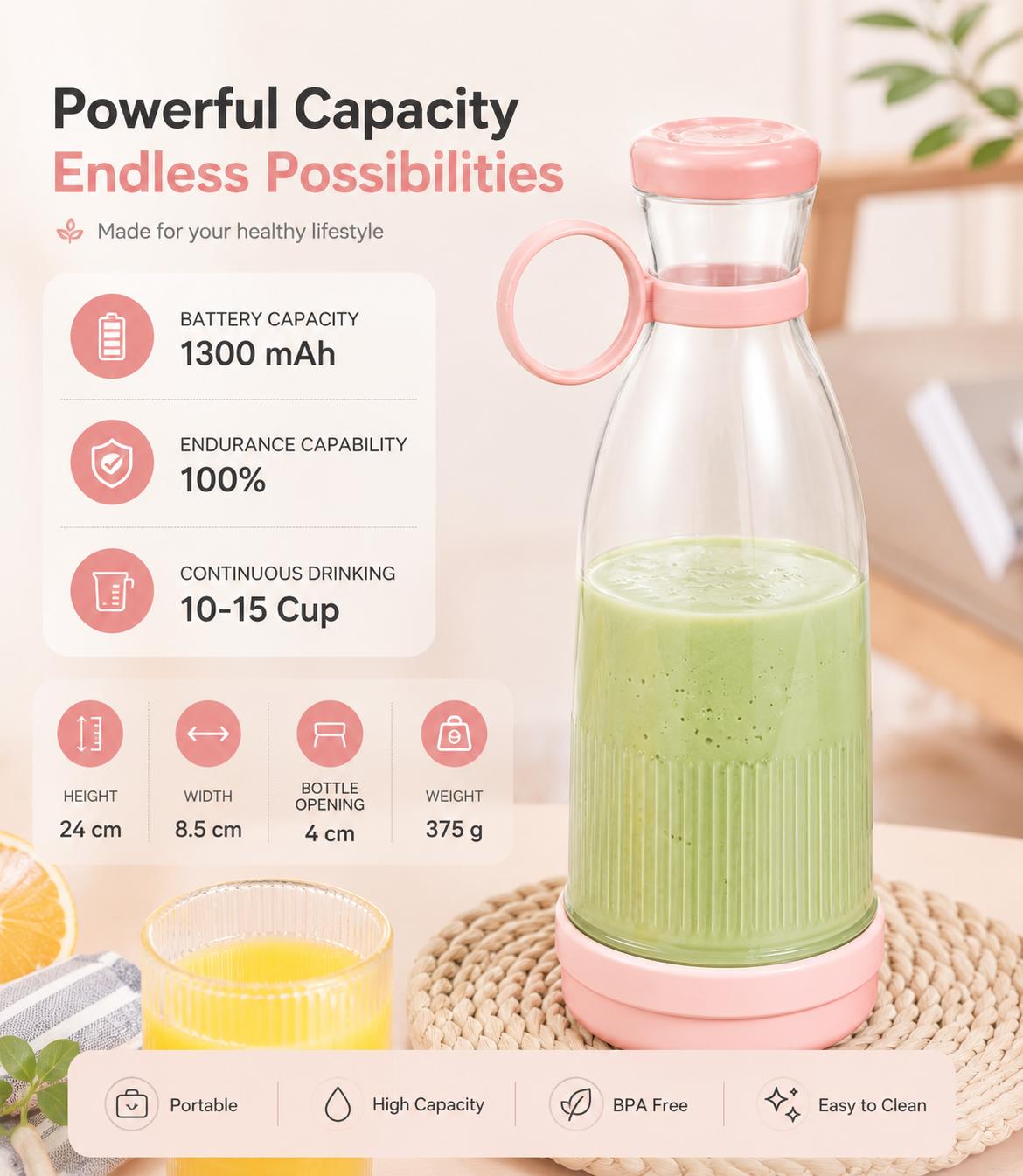 Juicify™ Portable Blender – Rechargeable Fruit Juicer Cup